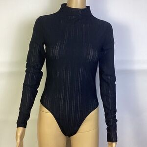Alo Yoga Euphoria Long Sleeve Black Bodysuit Small